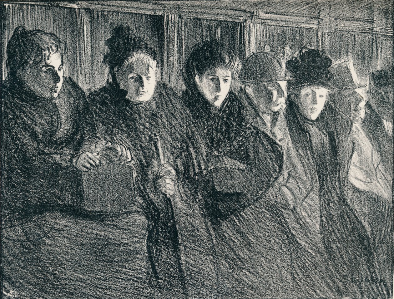 里面有轨电车，1896年，1898年 作者 西奥菲勒·亚历山大·斯坦伦