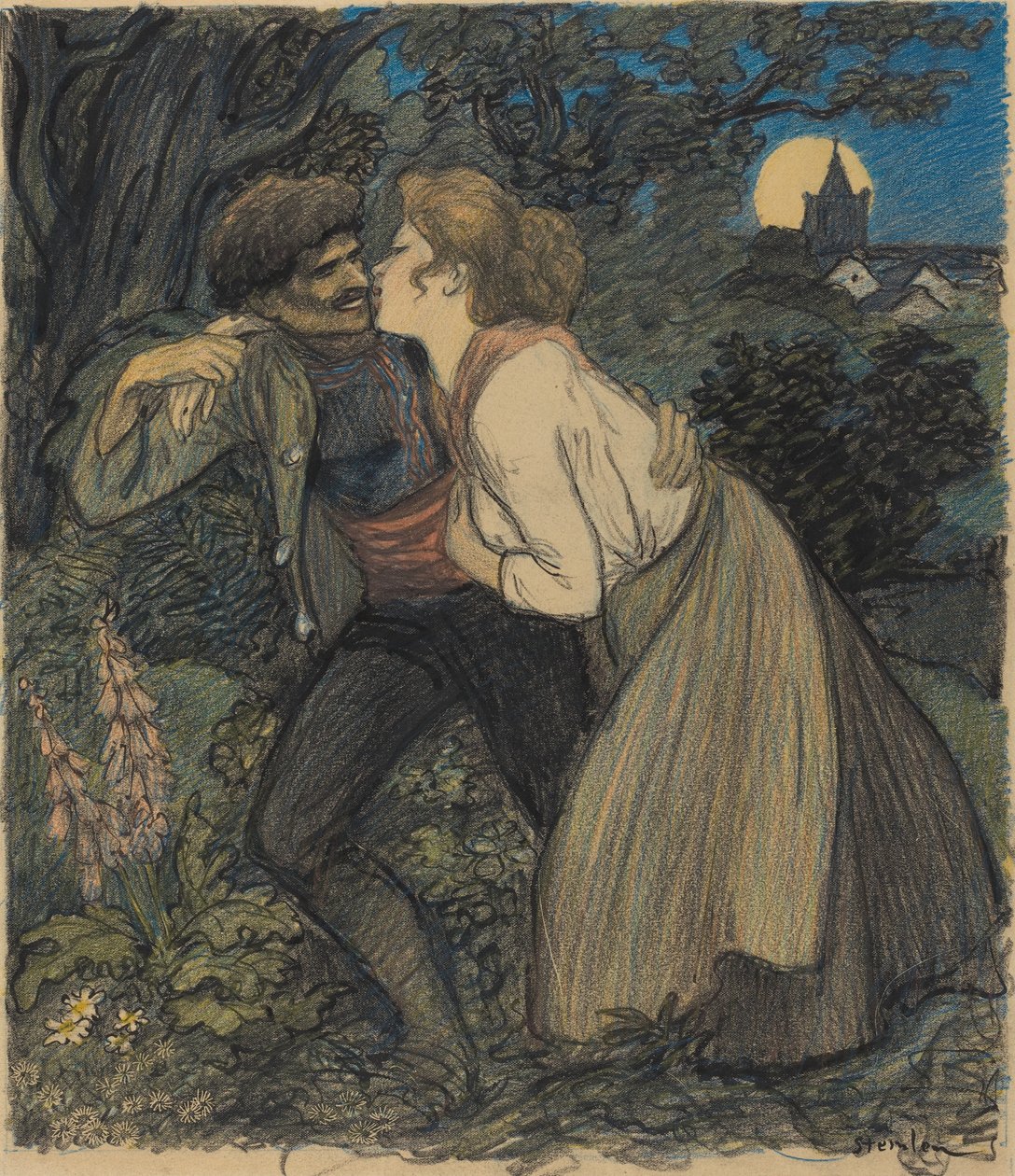 La chienne au loup, 1900年。 作者 西奥菲勒·亚历山大·斯坦伦