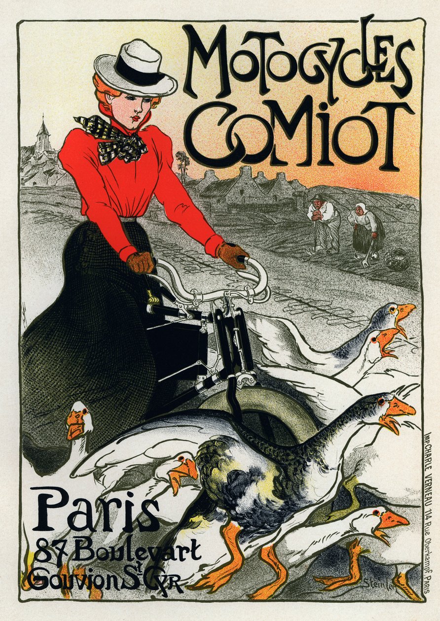 Motocycles Comiot"，广告海报，1899年。 作者 西奥菲勒·亚历山大·斯坦伦