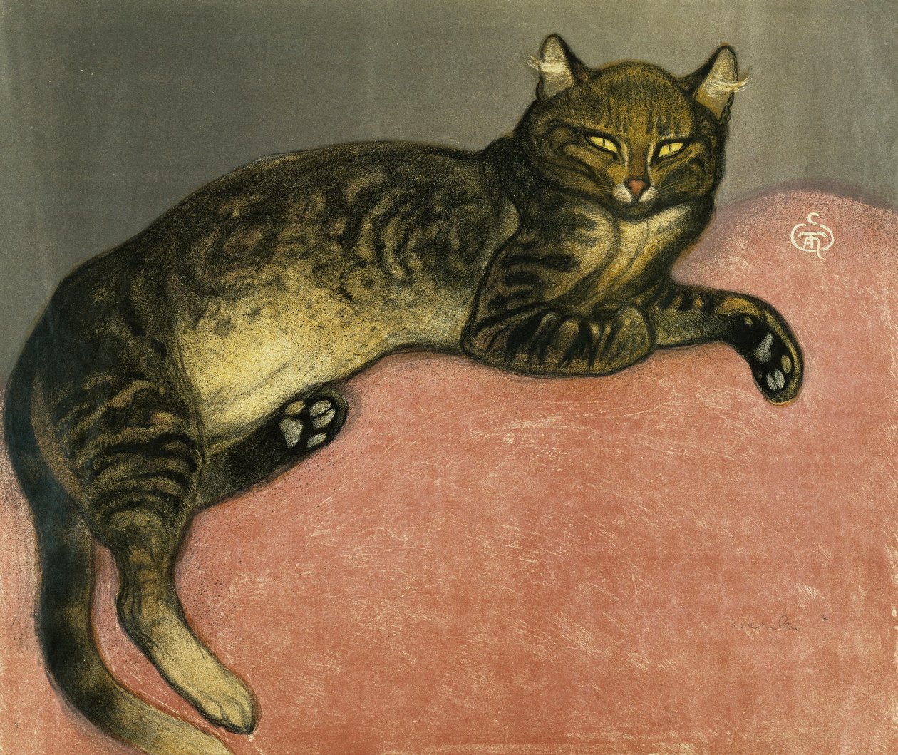 夏天，栏杆上的猫； L“埃特（Ete），栏杆上的闲聊，1909年 作者 西奥菲勒·亚历山大·斯坦伦