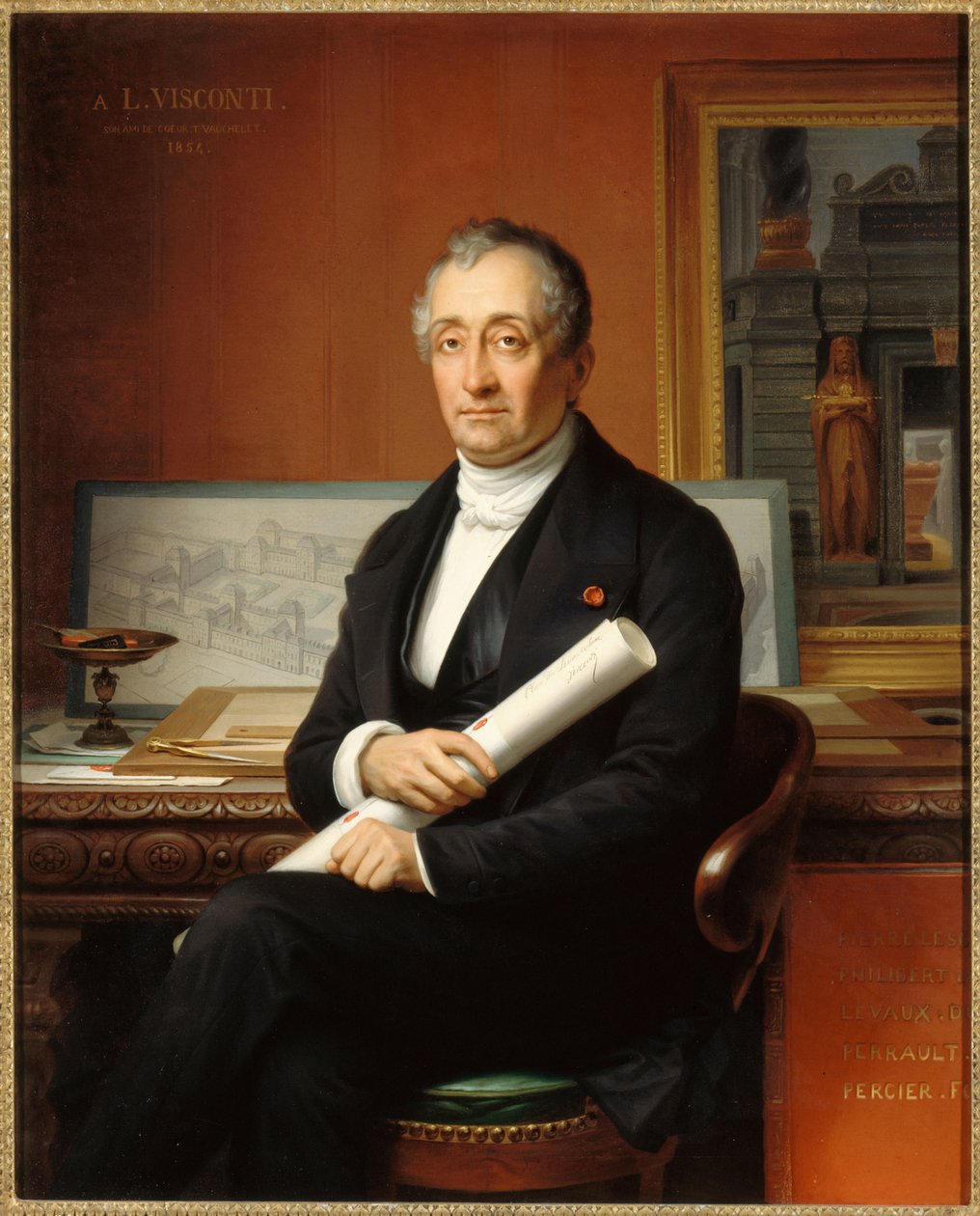 建筑师路易斯-维斯康蒂的肖像，1791-1853年，1854年。 作者 泰奥菲尔·沃舍莱特