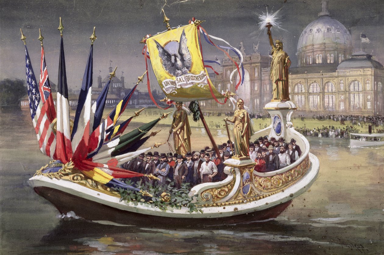 世界哥伦比亚博览会上的环球兄弟会驳船，芝加哥，1893年 作者 Thure de Thulstrup