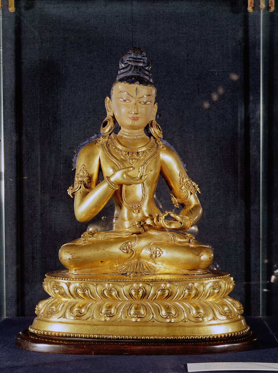 Adibuddha Vajrasattva坐在冥想中，15-16世纪（镀金青铜） 作者 藏族学校