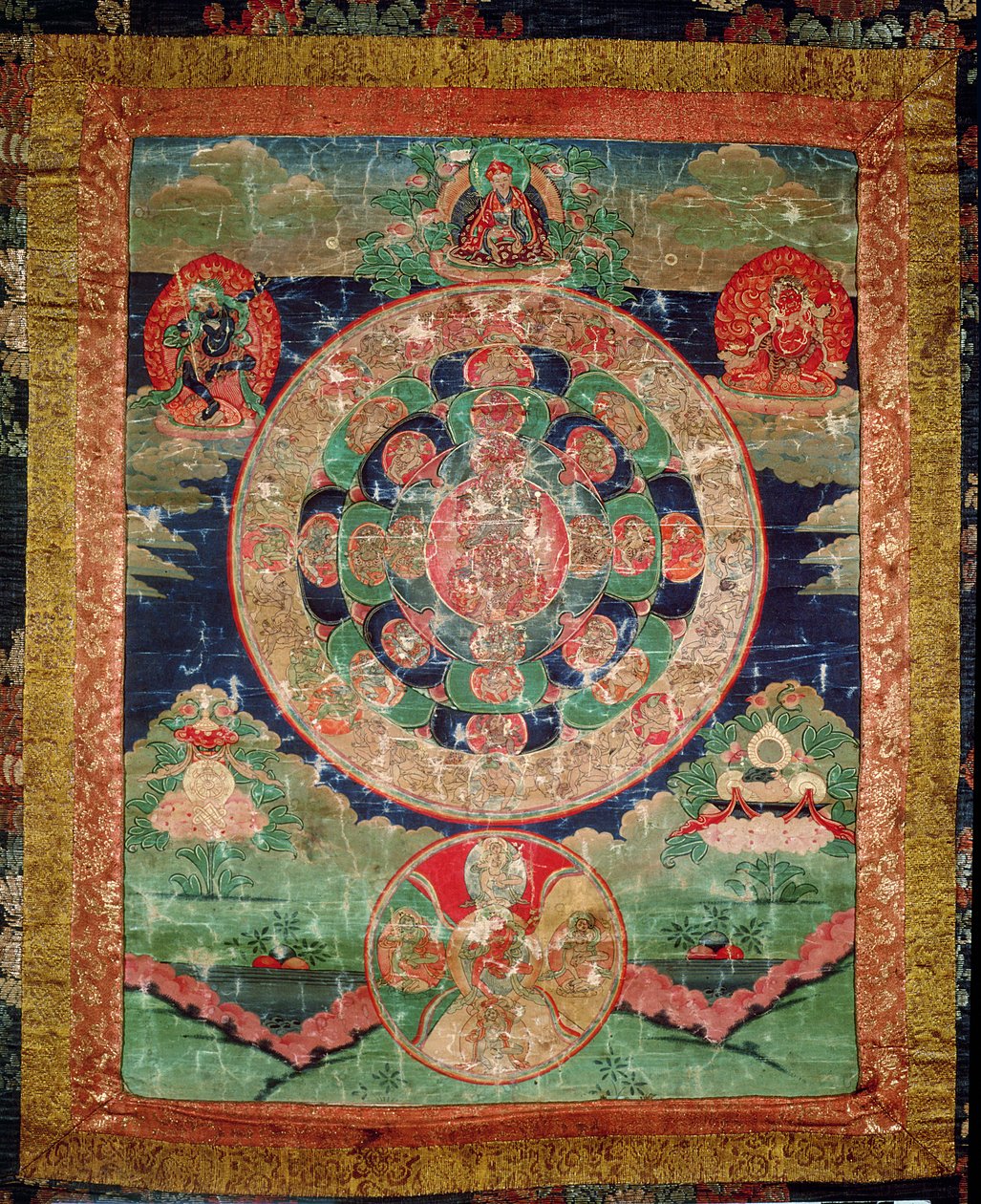 Tardo的Bardo Mandala展示了死亡和轮回之间的时期（布上的水粉） 作者 藏族学校