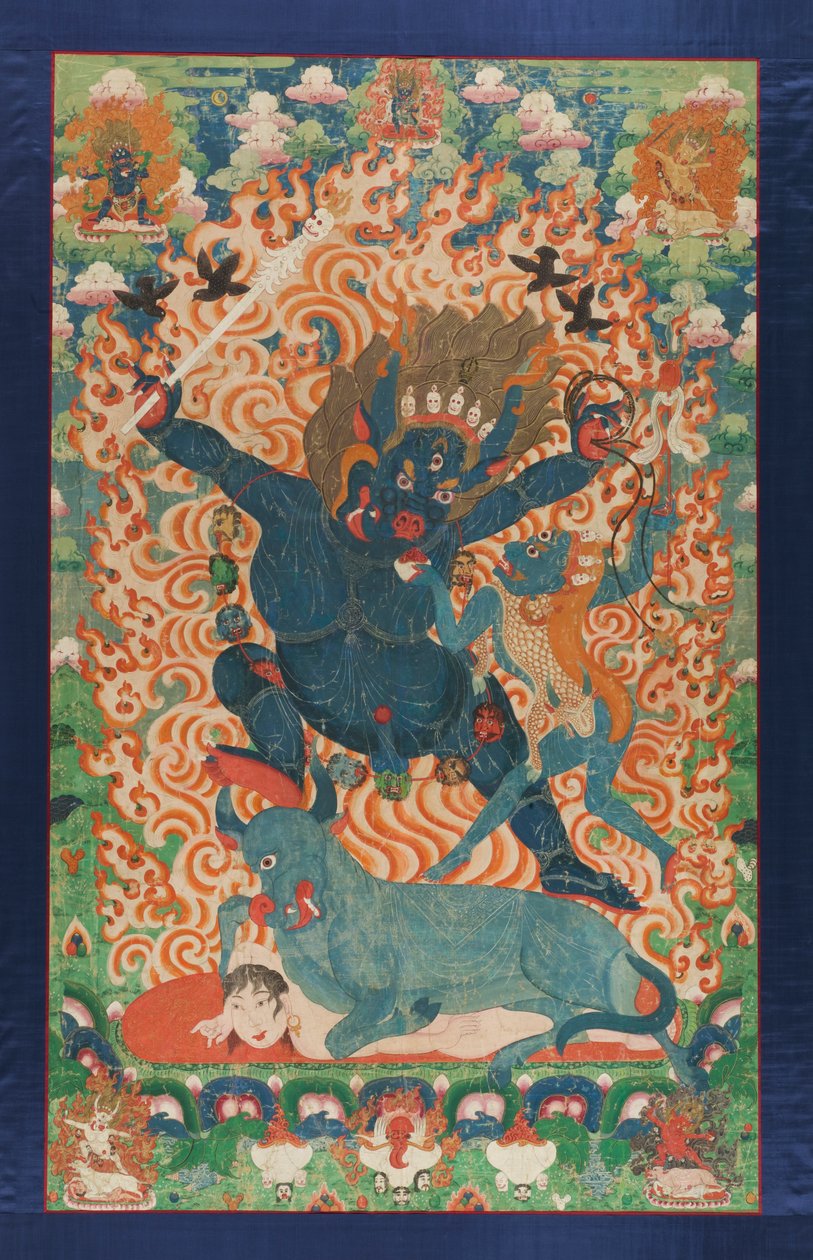 Yama和Yami，c.1700（矿物颜料和棉布上的金） 作者 藏族学校