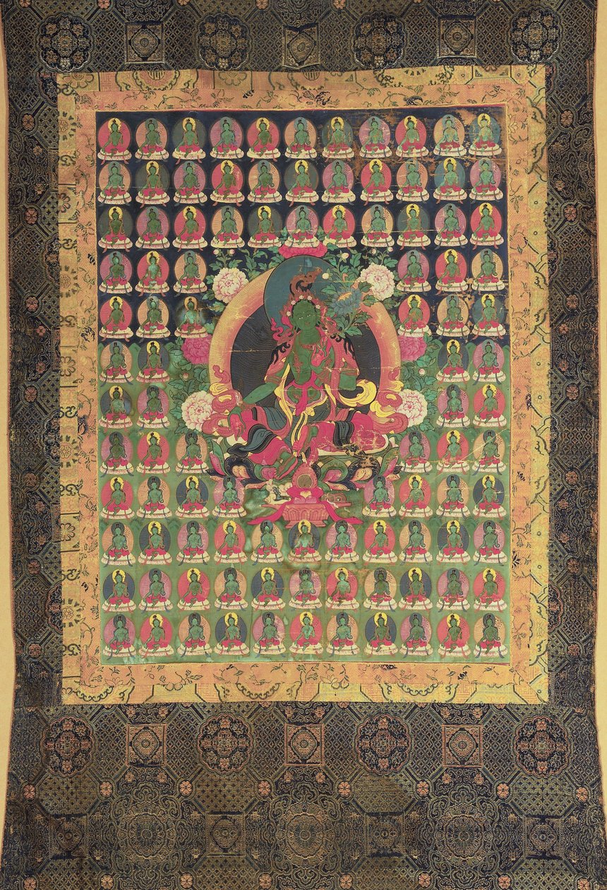 绿色塔拉，（棉花上的水粉和镀金） 作者 藏族学校