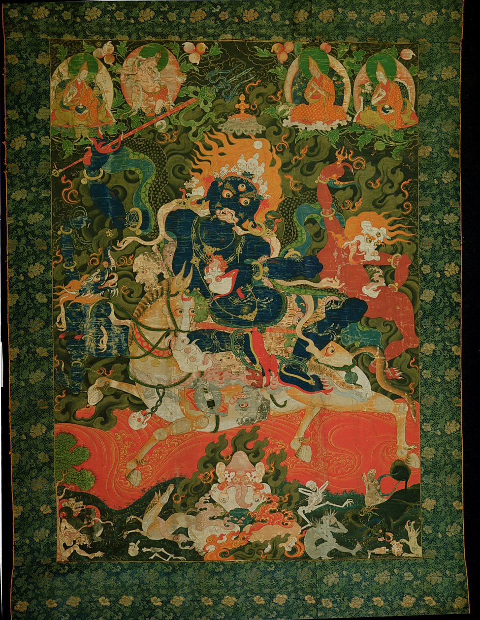 Thangka绘画描绘了Shridevi，来自Tashilhumpo修道院，17至18世纪（涂在硬质棉上） 作者 藏族学校