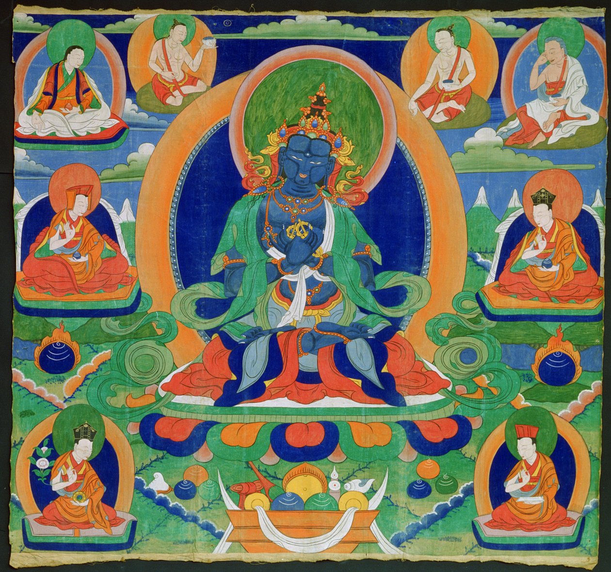Thangka绘画描绘了Adibuddha Vajradhara（Do rje chang），西藏，19世纪（对印花布的瘟热） 作者 藏族学校