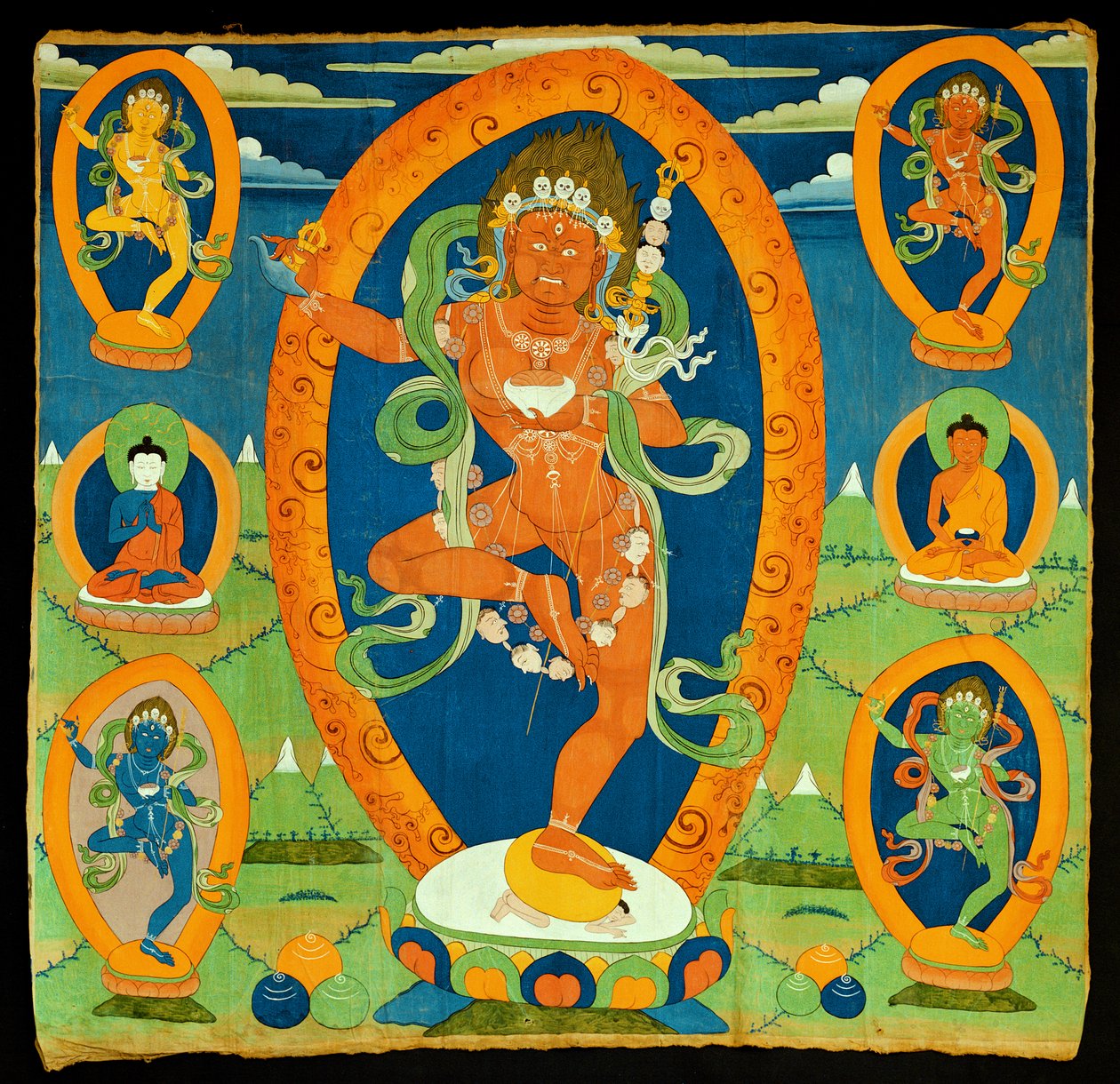 Thangka绘画描绘了Dakini Vajravarahi（Do rje pag mo）西藏，19世纪（印花布上的瘟疫） 作者 藏族学校
