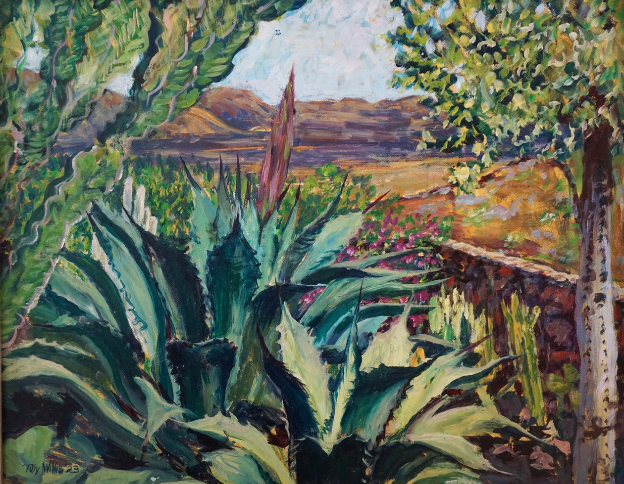 兰萨罗特岛风景，2023 年（木板油画） 作者 蒂莉·威利斯
