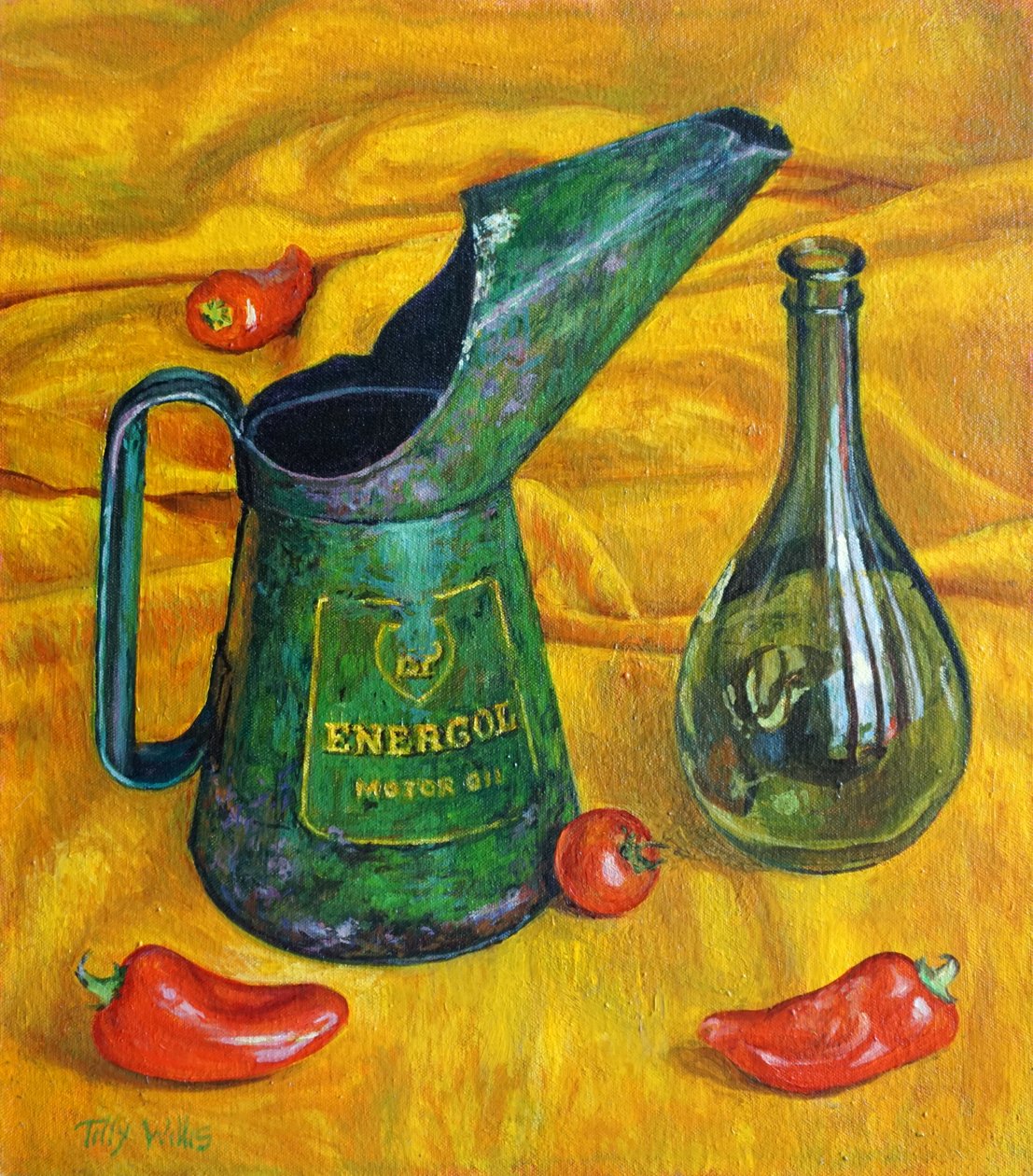 油可以用红辣椒，2017年，油 作者 蒂莉·威利斯