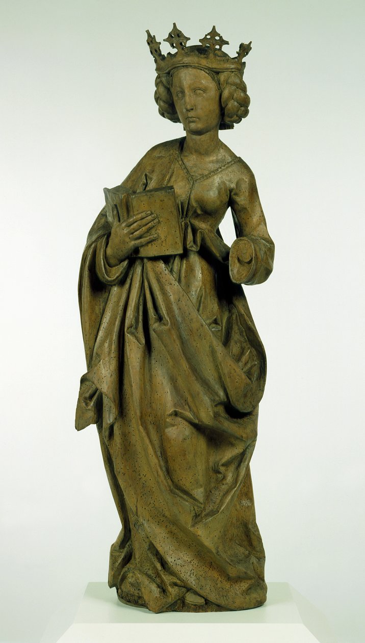 女圣徒，c.1490-1495（带有油漆痕迹的椴木） 作者 蒂尔曼皮带切割机