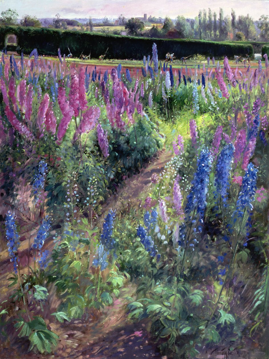 Delphinium Field and Hoers，1991 作者 蒂莫西·伊斯顿