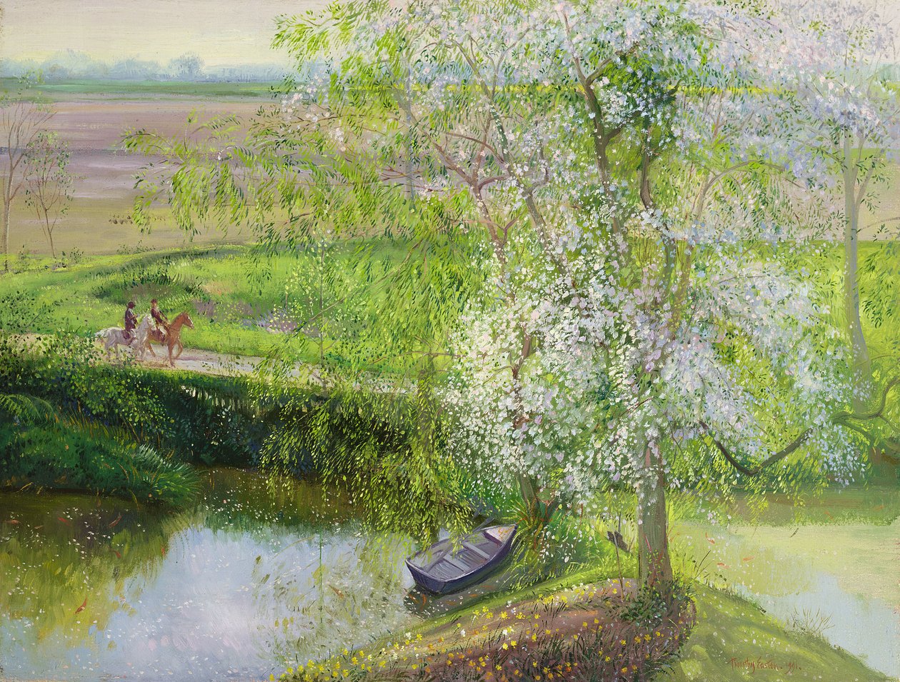 开花的苹果树和柳树，1991 作者 蒂莫西·伊斯顿