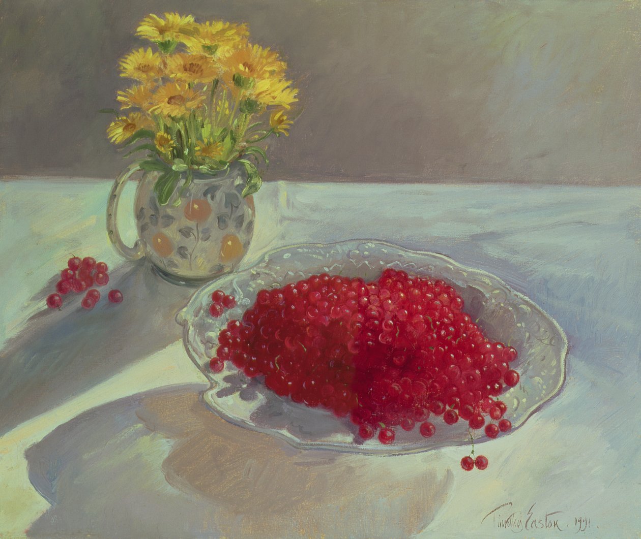 静物与红醋栗和万寿菊，1991年 作者 蒂莫西·伊斯顿