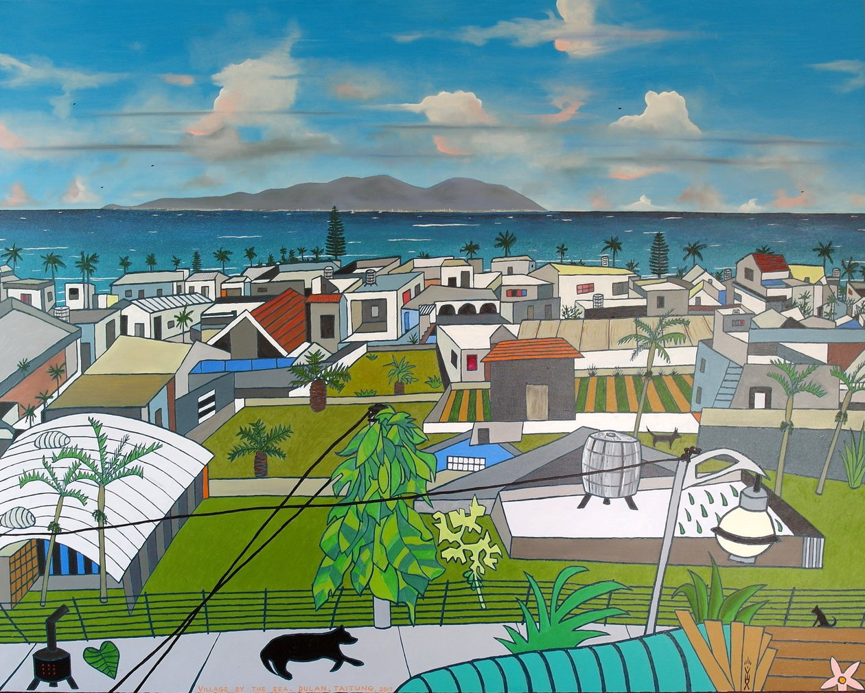 Dulan village view, 2016, oil on canvas 作者 蒂莫西·内森·乔尔