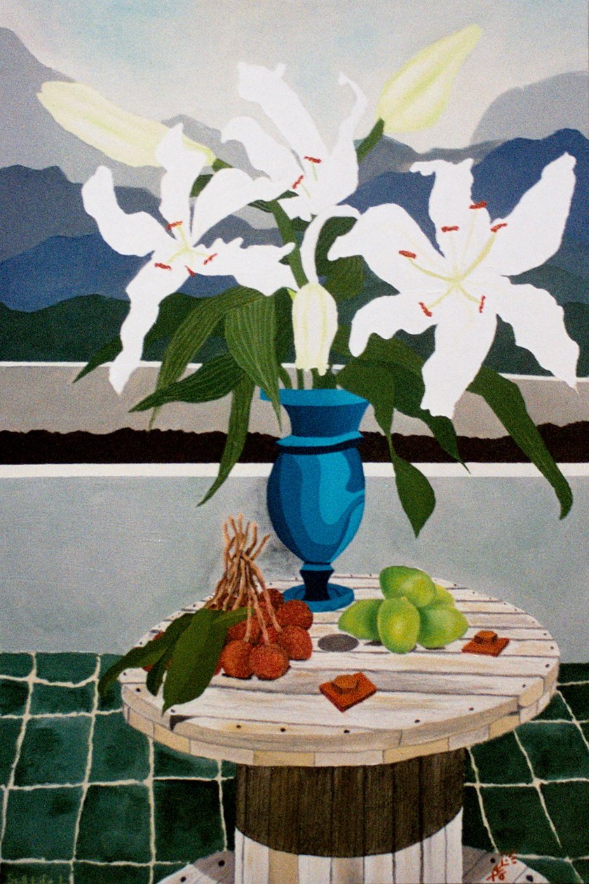 百合、酸橙和荔枝，2004年，布面油画 作者 蒂莫西·内森·乔尔