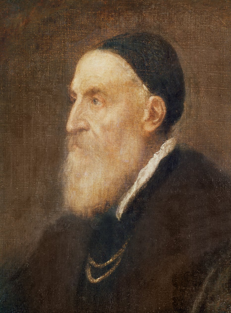 头部的自画像细节，c.1575油画布 作者 蒂齐亚诺·韦切利（Tiziano Vecelli）