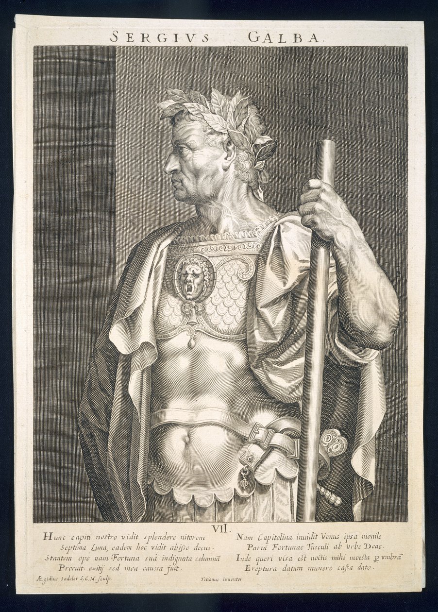 Sergius Galba罗马皇帝公元68年由Aegidius Sadeler刻（1570-1629） 作者 蒂齐亚诺·韦切利（Tiziano Vecelli）