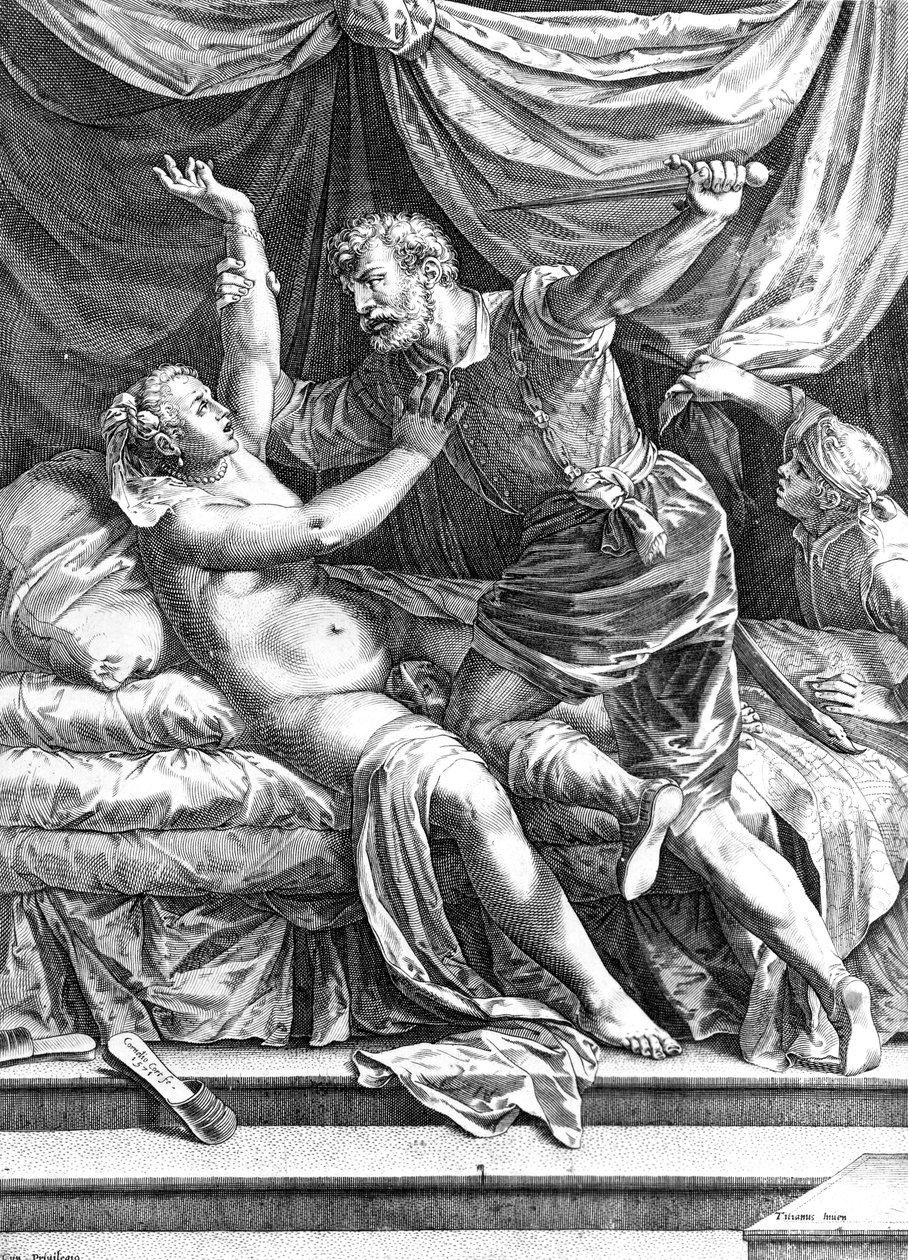 Tarquin和Lucretia，作者：Cornelis Cort，1571 作者 蒂齐亚诺·韦切利（Tiziano Vecelli）