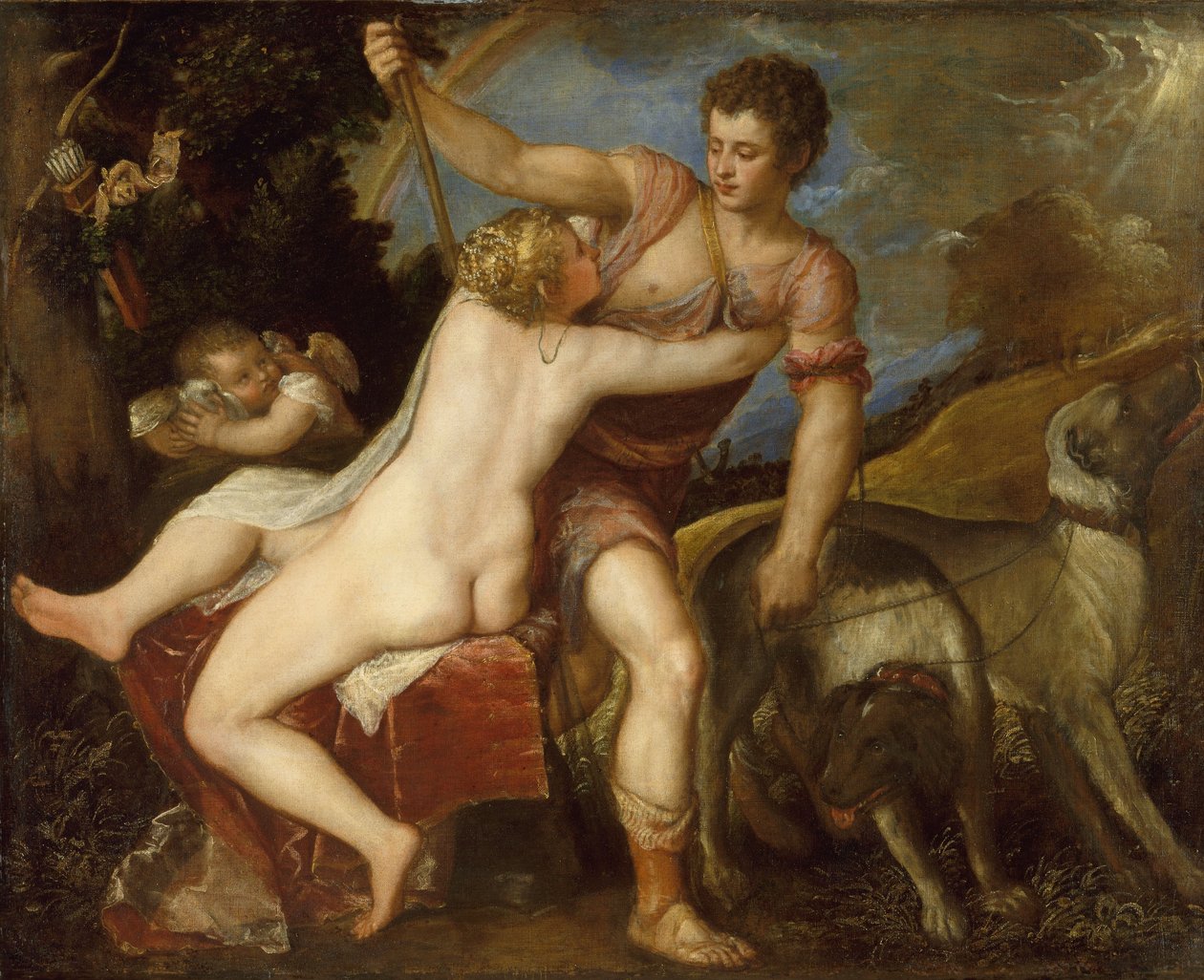 维纳斯和阿多尼斯，c.1560 作者 蒂齐亚诺·韦切利（Tiziano Vecelli）