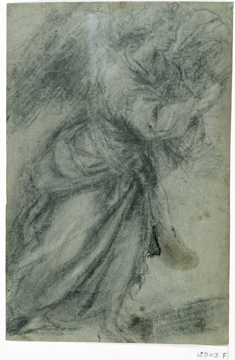 天使报喜（纸上粉笔画） 作者 提香（c.1488-1576）