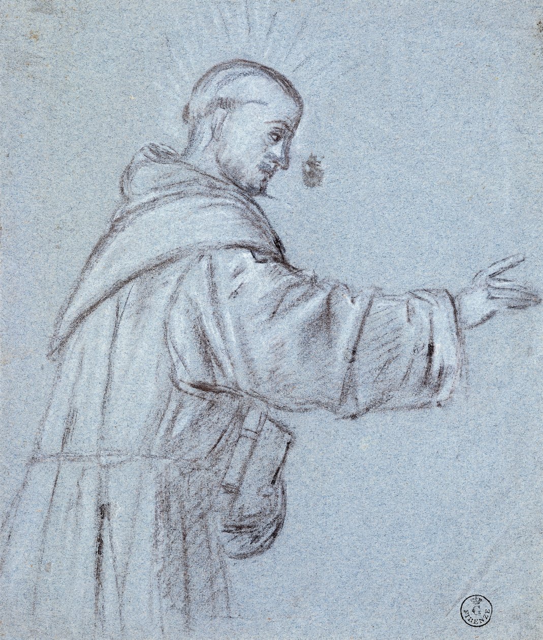 提香（约1490-1576）的《和尚》，绘画 作者 提香（c.1488-1576）