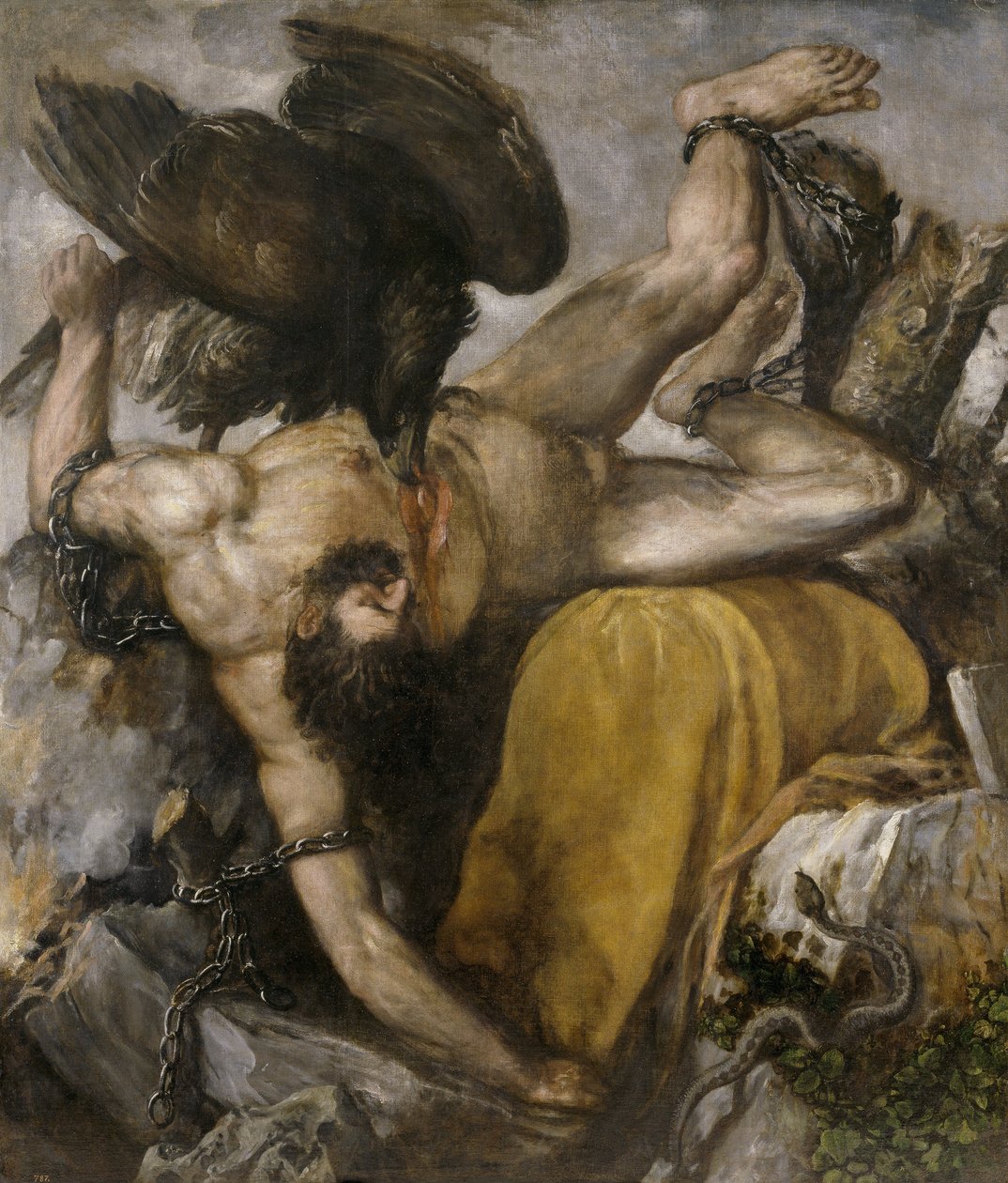 Tityos - Tiziano Vecellio dit Le Titien (1485-1576) - 1548-1549 - 布面油画 - 253x217 - Museo del Prado, 马德里 作者 提香（c.1488-1576）