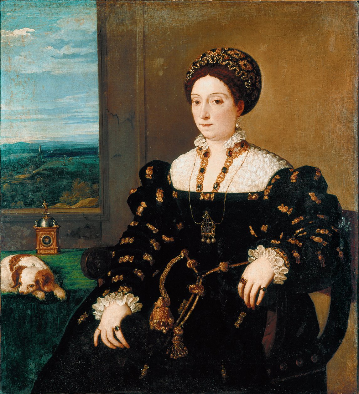 埃莱奥诺拉·冈萨加 (Gonzaga) 的肖像，乌尔比诺公爵夫人由 Tiziano Vecellio 绘画，称为提香（约 1490-1576） 作者 蒂齐亚诺·韦切利（Tiziano Vecelli）