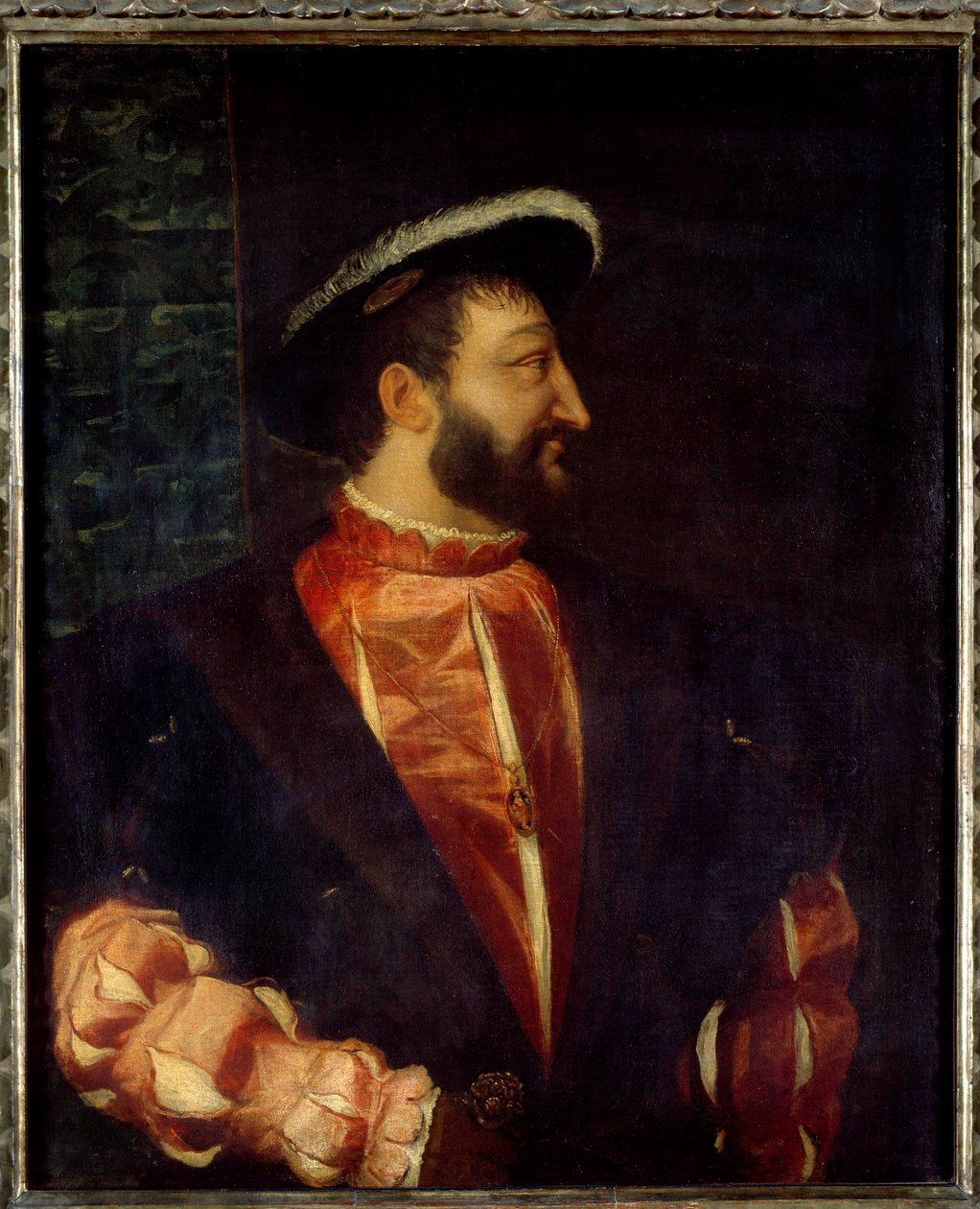 法国国王弗朗索瓦一世 (1494-1547) 的肖像 由 Tiziano Vecellio dit Le Titian (1485-1576) 1538 年作画。 1,09x0,89 米 作者 蒂齐亚诺·韦切利（Tiziano Vecelli）