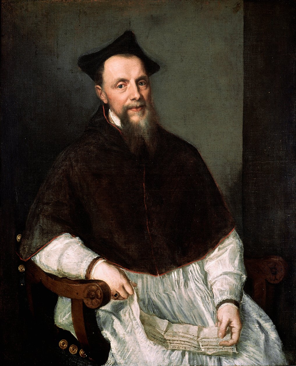 Portrait of the prelate Ludovico Beccadelli (he participated in the Council of Trent) Painting by Tiziano Vecellio called the Titian (ca. 1490-1576) 作者 提香（c.1488-1576）