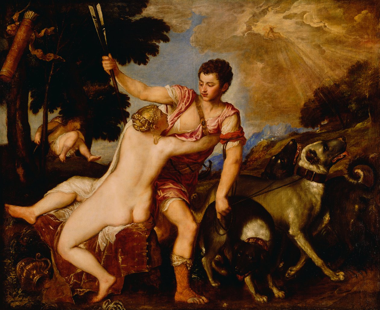 金星和阿多尼斯（c.1555-60）（布面油画） 作者 蒂齐亚诺·韦切利（Tiziano Vecelli）
