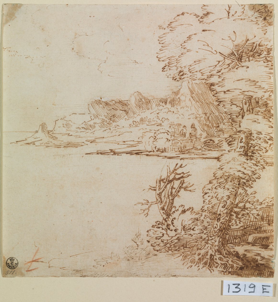 海岸山景（纸本水墨画） 作者 提香（c.1488-1576）