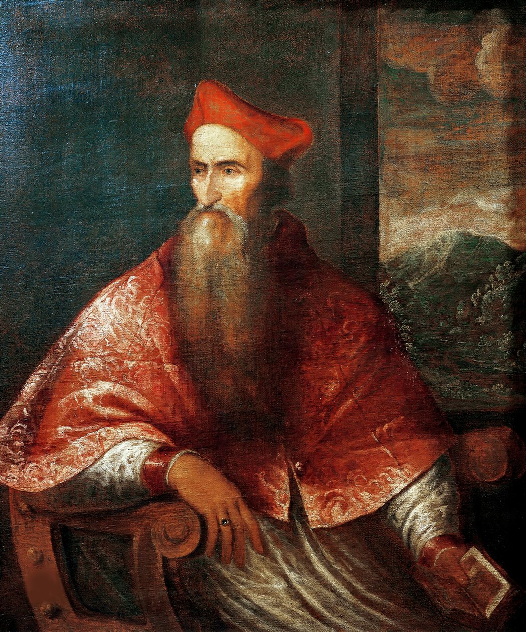 红衣主教皮特罗-本博1470-1547年的画像，1545-1546年。 作者 提香