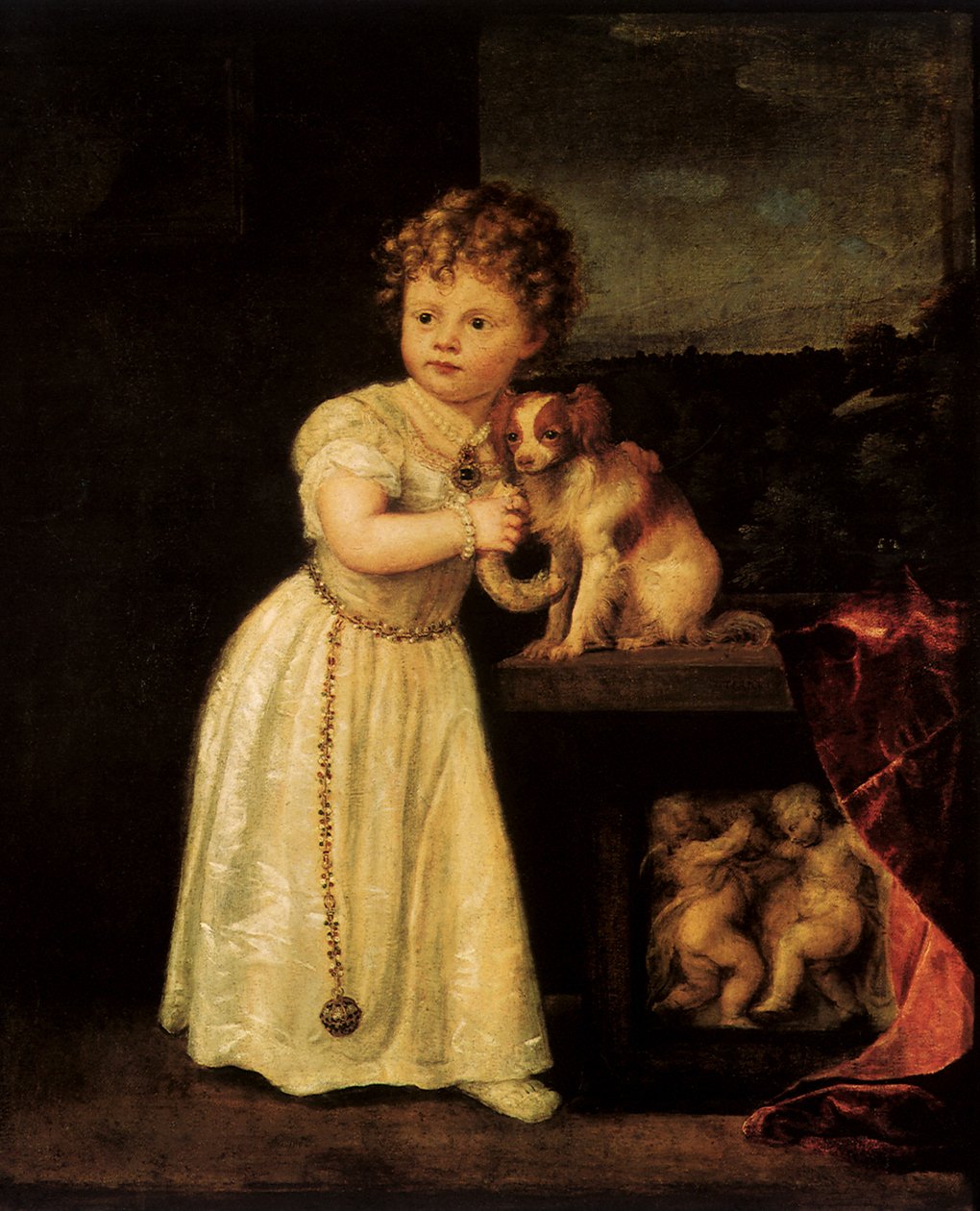 克拉丽莎·斯特罗兹（Clarissa Strozzi）肖像，1542年 作者 蒂齐亚诺·韦切利（Tiziano Vecelli）
