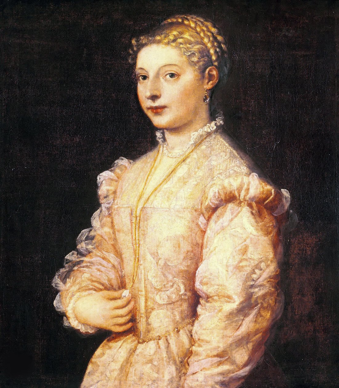 Lavinia Vecellio的肖像，约1545年。 作者 蒂齐亚诺·韦切利（Tiziano Vecelli）