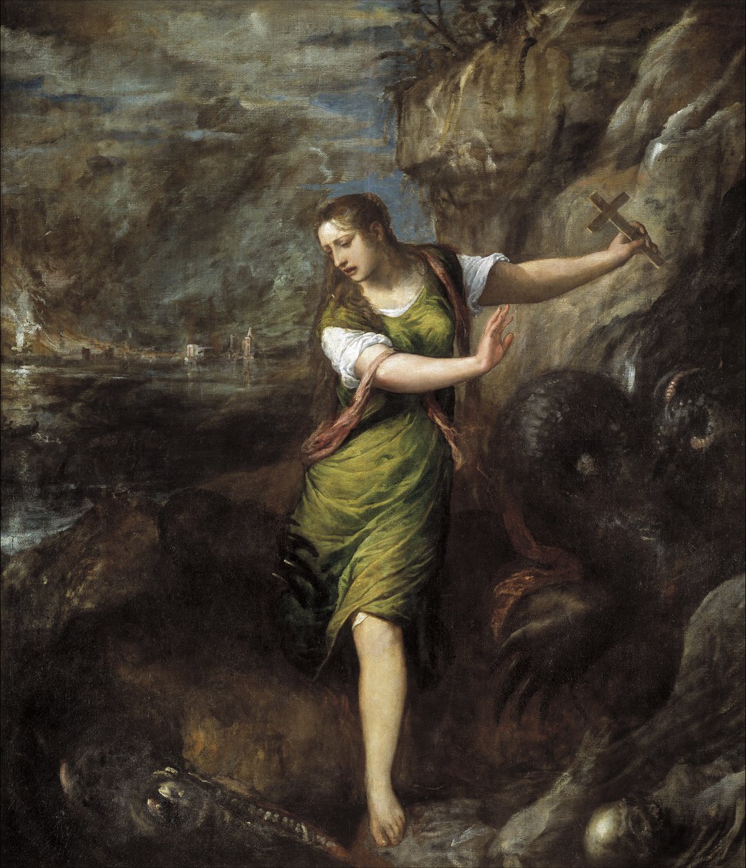 圣玛格丽特，C。 1565 作者 蒂齐亚诺·韦切利（Tiziano Vecelli）