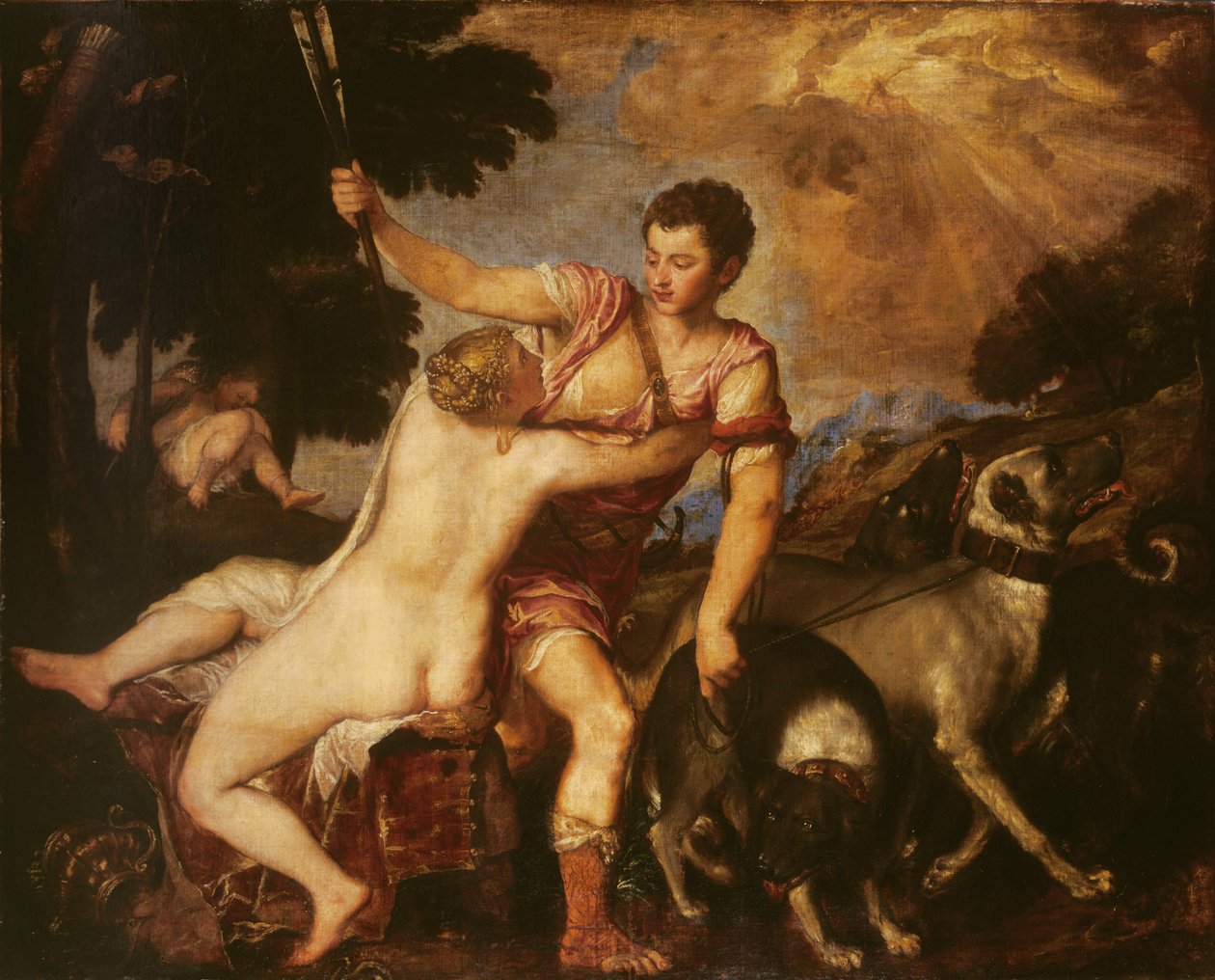 金星和阿多尼斯，1555年 作者 蒂齐亚诺·韦切利（Tiziano Vecelli）