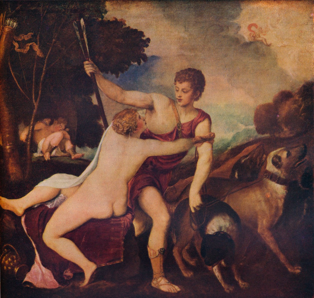 金星和阿多尼斯，c1545，1937年 作者 蒂齐亚诺·韦切利（Tiziano Vecelli）