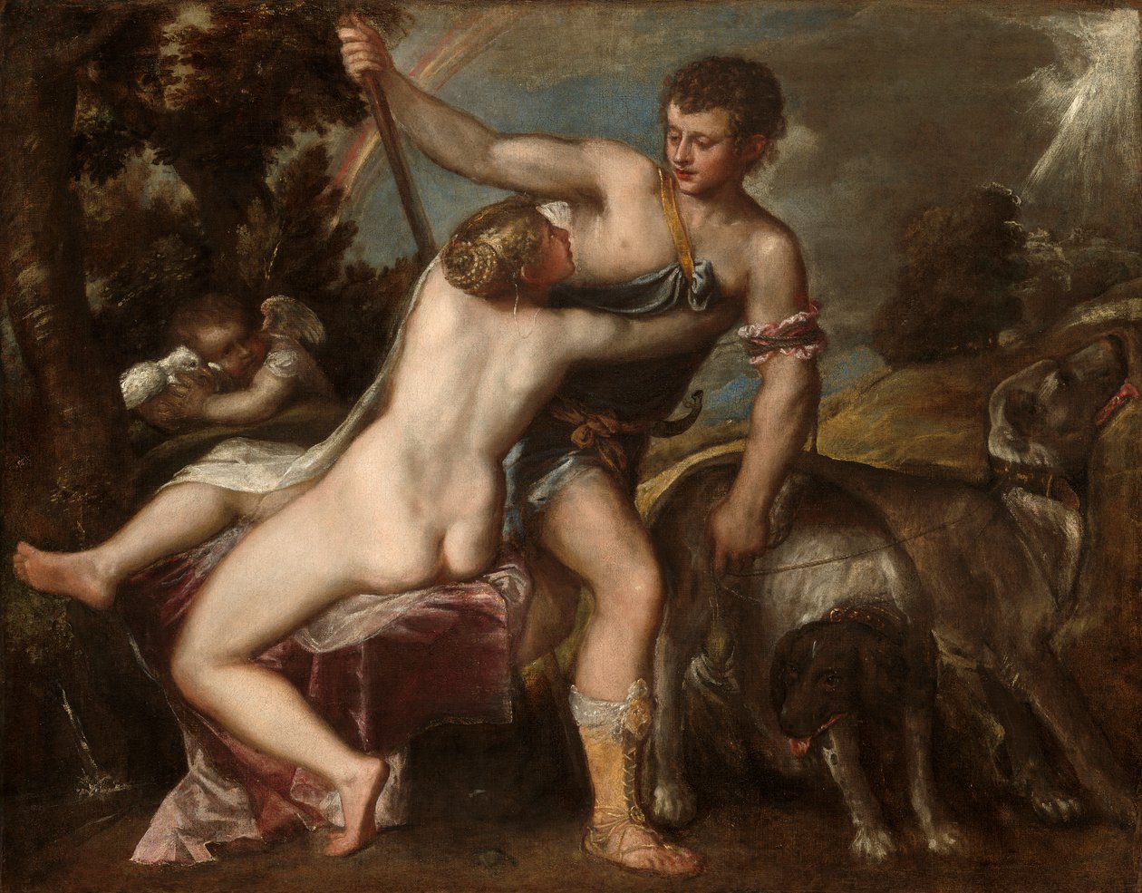 维纳斯和阿多尼斯，c.1560 作者 蒂齐亚诺·韦切利（Tiziano Vecelli）