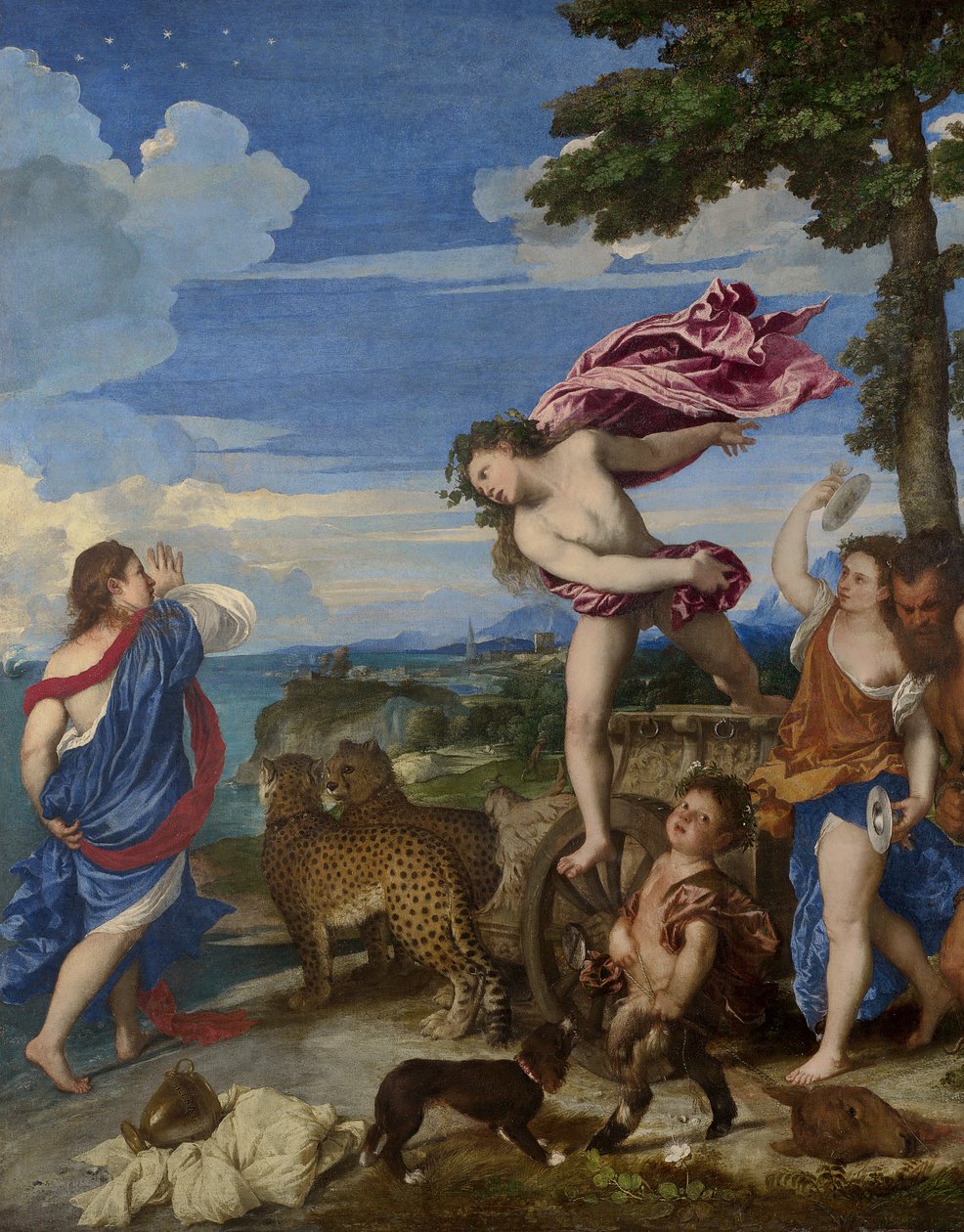 Bacchus和Ariadne，1520-23（修复前）（细节273110） 作者 蒂齐亚诺·韦切利（Tiziano Vecelli）