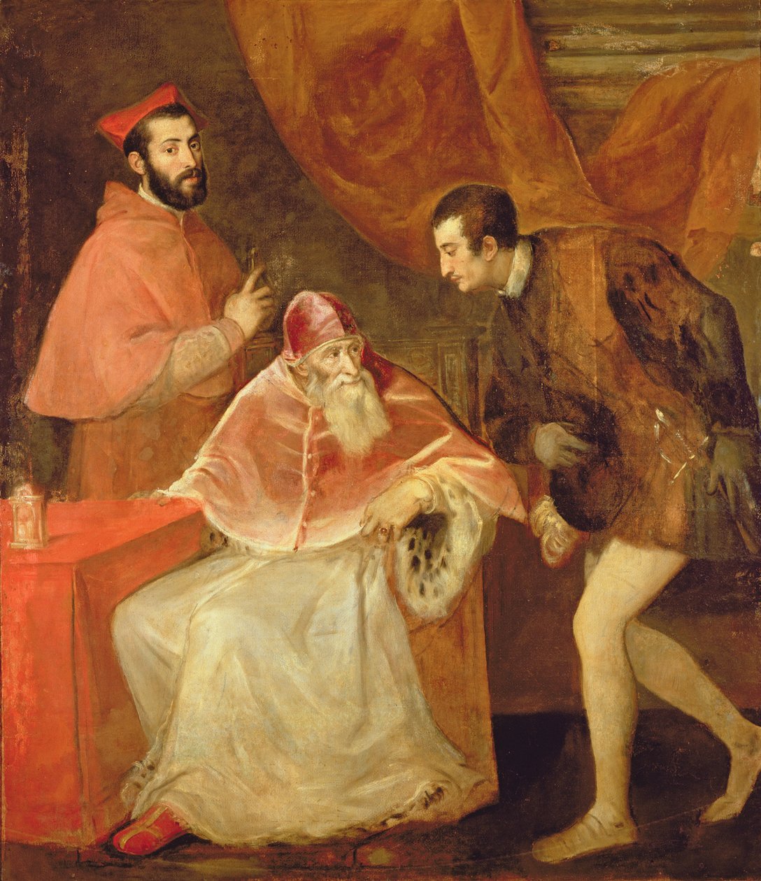 教皇保罗三世（1468-1549）和他的侄子，1545年 作者 蒂齐亚诺·韦切利（Tiziano Vecelli）