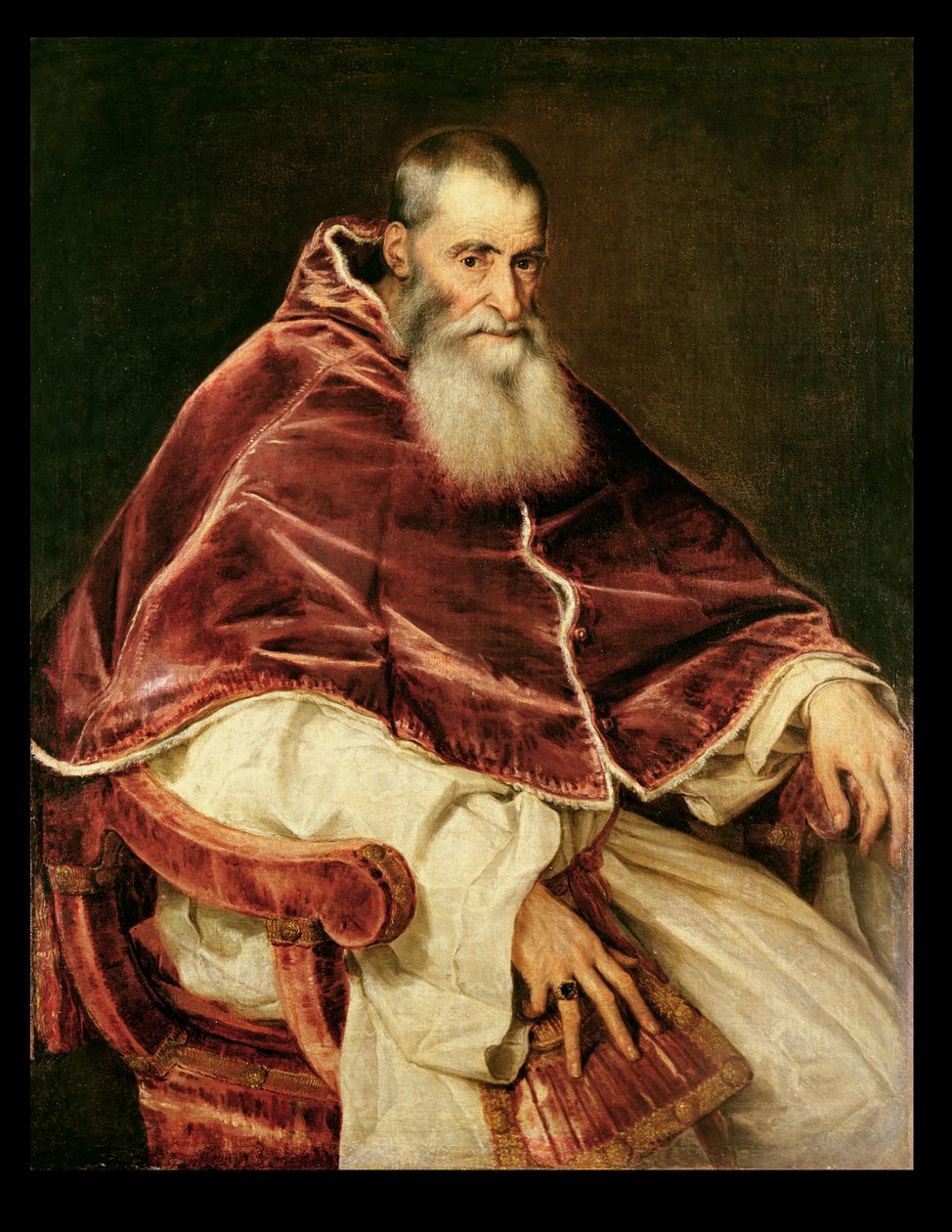 Alessandro Farnese的肖像（1468-1549）教皇保罗三世，1543年 作者 蒂齐亚诺·韦切利（Tiziano Vecelli）