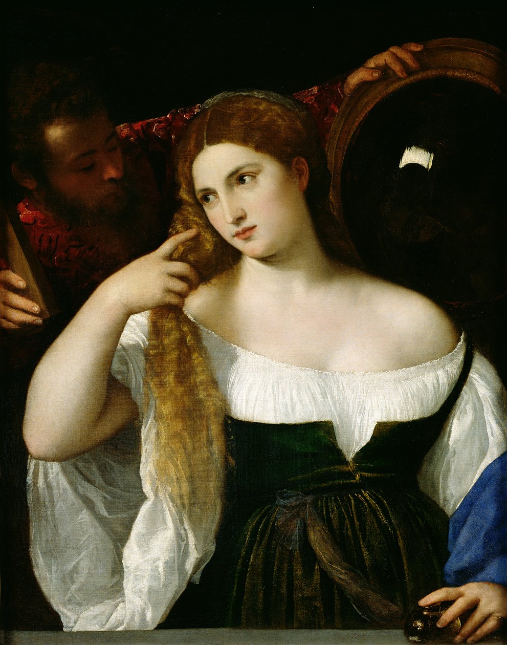 一名妇女的画象她的洗手间的，1512-15 作者 蒂齐亚诺·韦切利（Tiziano Vecelli）