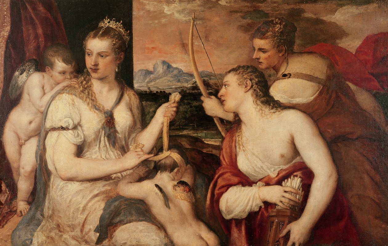 丘比特教育，1565年 作者 蒂齐亚诺·韦切利（Tiziano Vecelli）