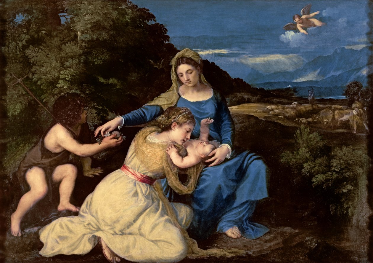 圣母子与圣徒，1532年 作者 蒂齐亚诺·韦切利（Tiziano Vecelli）