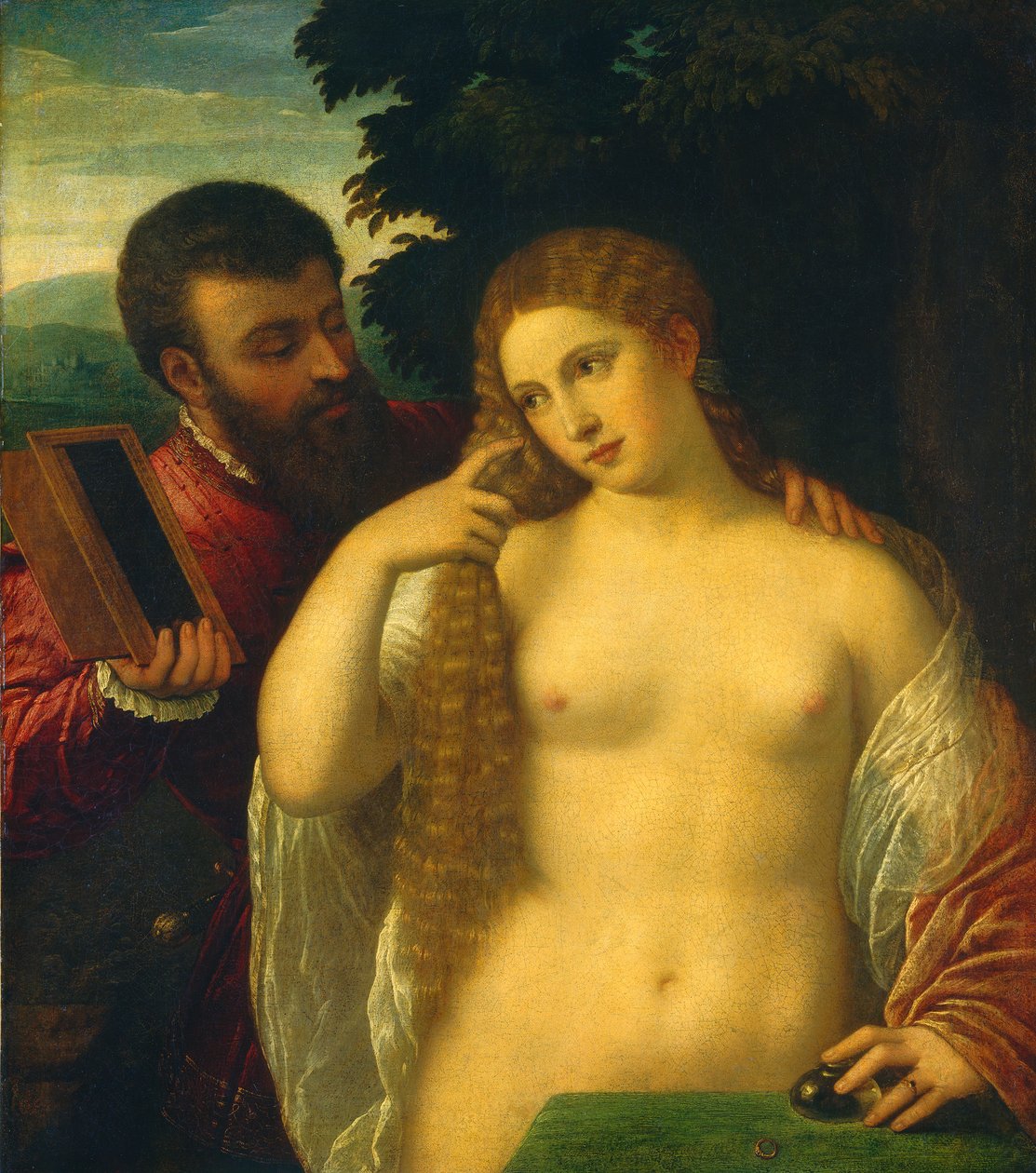 Allegory，可能是Alfonso d&39;Este和Laura Dianti 作者 蒂齐亚诺·韦切利（Tiziano Vecelli）