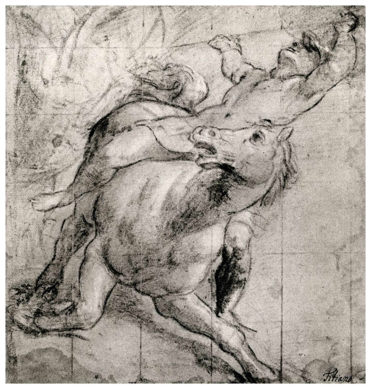 落马骑士（c1565），1937年 作者 蒂齐亚诺·韦切利（Tiziano Vecelli）