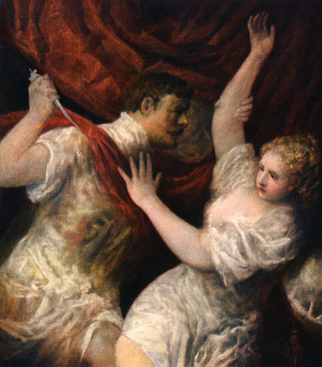 塔奎和卢克丽霞，c1560，1937年 作者 蒂齐亚诺·韦切利（Tiziano Vecelli）