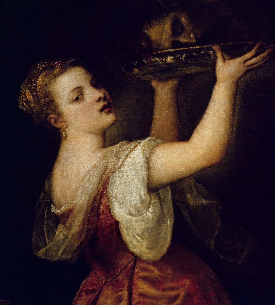 莎乐美带着施洗者圣约翰的头，1549年 作者 蒂齐亚诺·韦切利（Tiziano Vecelli）